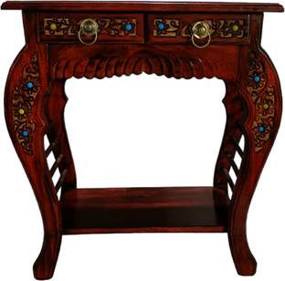 Smarts collection Handmade Wooden Floral Carved With Drower Stool for Living & Bedroom Stool