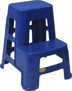 NP NATIONAL Since 1952 Sigma Dual-Step Ladder Stool with Wide Base and Grip Treads Blue Stool
