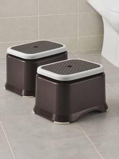 KUBER INDUSTRIES Pack of 2 Anti-Slip Bathroom Stool for Bathing | Check Ultra 10- Brown Stool