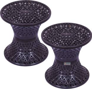 HOMESTIC Plastic Mesh Damroo Seating Stool|Both Sided Stool for Guestroom|Pack of 2|Brown Stool