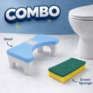 Somnath India Bathroom Foldable Step Stool with Massage Rollers + Sponge Combo Bathroom Stool