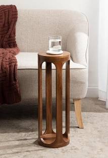 ONLINECRAFTS Wooden Round Shape Pedestal Design table 23 x 8 x 8 inch Living & Bedroom Stool