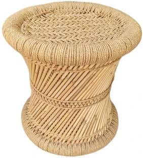 Rashi Creation Handmade and Natural Bamboo Mudda Stool With Beige - 14 X 14 Inch Outdoor & Cafeteria Stool
