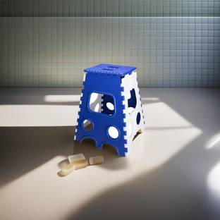 Billam 20 inch Bedroom & Kitchen Folding Stool (blue/white) Stool