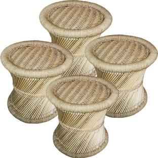 Bhavishya Bamboo Mudda Stool, Chair For Living Room Round Shape Wooden Stool For Garden Outdoor & Cafeteria Stool