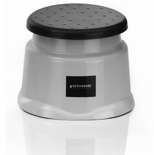 ACTIONWARE ACTIONWARE Fenix Roman Plastic Round Stool, Small, Dark Black and Light Grey Bathroom Stool