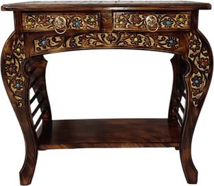 NICE CRAFTS Farmhouse Round Accent End Table,Rustic Side Table Nightstands 2 Drawers Stool