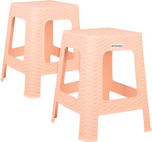 HOMESTIC Plastic Sitting Stool for Indoor Or Outdoor|Home & Garden|Pack of 2|Cream Stool