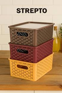 STREPTO Plastic Multipurpose Plastic Baskets Home/Kitchen Storage Basket Storage Basket