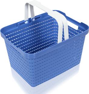 KUBER INDUSTRIES Plastic Plastic Storage Basket for Fruits|Kitchen|Stationery|FLORA-333|Blue Storage Basket
