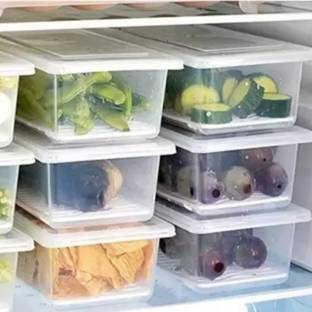 Prizam Plastic Plastic Fridge Organizers Storage Box Freezer Containers Food Basket pack of 4 Storage Basket