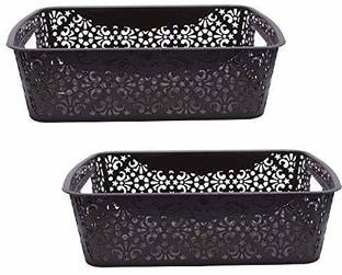 Cutting EDGE Plastic Basket for Kitchen | Vegetables | Toys | Books | Office | Stationery | Utility | Cosmetics . Accessories (Brown, Medium 36 x 21 x 10 cm, 7 L) Storage Basket