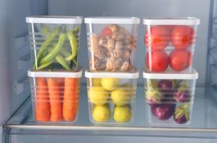 STARKENDY Plastic 6 PCS 1000ml FRIDGE STORAGE CONTAINER Storage Basket