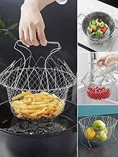 RTENTERPRISE Stainless Steel 12 in 1 Chef Cooking Net Basket for Deep Fry, Boiling, Steam Storage Basket