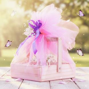 move2wood Wooden Gift Hamper making Basket with Net Cover 8 X 8 INCHES Storage Basket