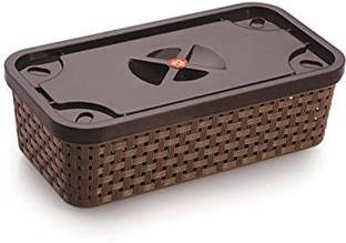 shivshakti enterprises Plastic 1 pc of storage basket with lid multipurpose use for kitchen (multicolor) Storage Basket