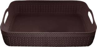KUBER INDUSTRIES Plastic 1 Piece Storage Basket, Brown Storage Basket