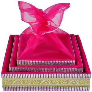 LINE 'N' CURVES Wooden Fancy Decorative Square Empty Hamper Net Cover Basket Wedding Anniversary Gift Storage Basket