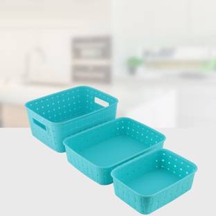 Chefstar Plastic Smart Baskets for Storage Set of 3 Pieces,Sky Blue Storage Basket
