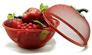 ENTRYZONE Stainless Steel Apple shape basket for fruits & vegetables, Steel net basket for kitchen Storage Basket