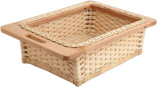Rab Wooden Wicker Basket for Modular Kitchen, Pull Out Basket for Onion, Potato-650mm-26" Storage Basket