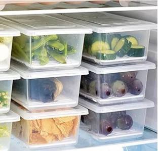 prayati Plastic Plastic Fridge Organizers Storage Box Freezer Containers Food Basket pack of 4 Storage Basket
