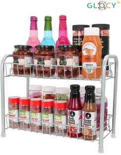 GLOCY Steel 2-Tier Multipurpose Kitchen Rack/Kitchen Storage/Kitchen Organizer/Kitchen Shelf Storage Basket