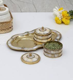 Amaya Decors Brass A Brass & Mop Supari Box Set Is Perfect For Your Daily Use Storage Basket