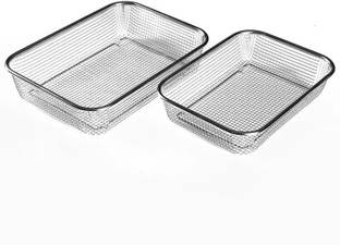 Kruvad Stainless Steel Stainless Steel Mesh Basket Rectangle Strainer Basket, Fruit Strainer Storage Basket
