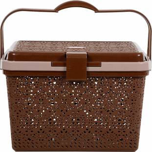 NAYASA Plastic Flower Picnic Basket Storage Basket