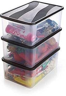 UK ZONE Plastic Plastic Storage Basket (Pack of 3) Storage Basket