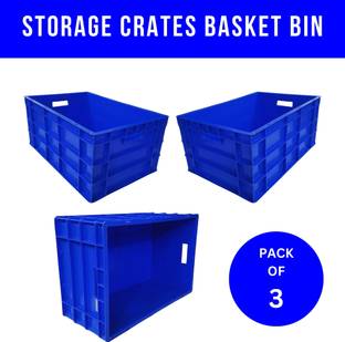 Singhal Plastic Heavy Duty Multipurpose Rectangular Storage Box Crates 60x40x27 CM Storage Basket