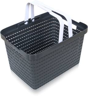 KUBER INDUSTRIES Plastic Plastic Storage Basket for Fruits|Kitchen|Stationery|FLORA-222|Gray Storage Basket