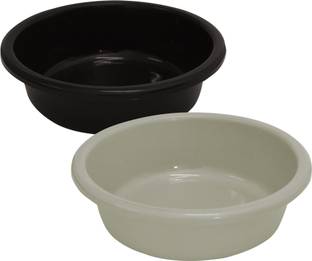 KUBER INDUSTRIES Plastic Unbreakable Plastic Multiuses Basket ,6 Ltr-Pack of 2 (Black & Grey) Storage Basket