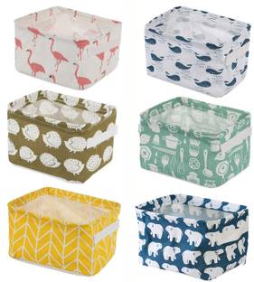 Rossella Cotton Mini Canvas Storage Bins Collapsible Home Decor Organizer Basket with Handle Storage Basket