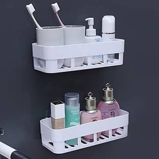 HEYMAK Multipurpose Rectangle Shape Storage Basket Plastic Toothbrush Holder