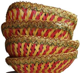 scissors craft Bamboo Basket For Wedding & Festival Purpose Yellow Storage Basket