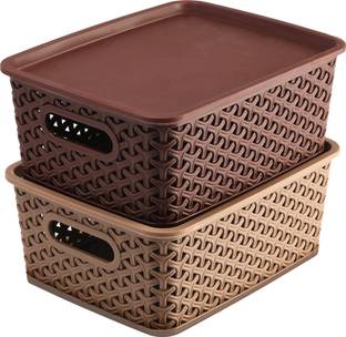 KUBER INDUSTRIES Plastic 2 Pieces Extra Small Size Multipurpose Solitaire with Lid (Multi) - CTKTC23260 Storage Basket