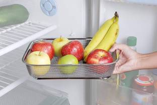 HARI SALES Stainless Steel S.S SQUARE FRIDGE BASKET WITH MESH REINFORCED / PROTECTOR Storage Basket