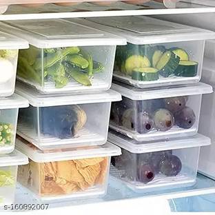 RABBITO Plastic 6 PCS Food Storage Container Fridge Box basket 1500 ml Plastic Fridge Container Storage Basket