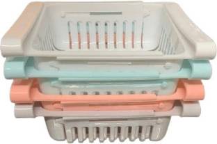 sdh Plastic 4PCS ADJUSTABLE FRIDGE DRAWER Storage Basket