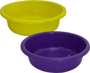 KUBER INDUSTRIES Plastic Unbreakable Plastic Multiuses Basket ,6 Ltr-Pack of 2 (Green & Purple) Storage Basket