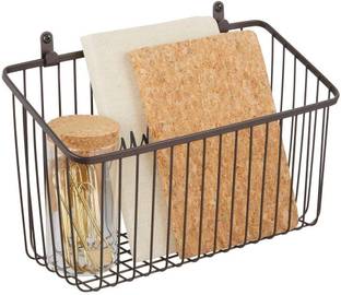 Indian Decor Iron 2875 Portable Metal Farmhouse Angled Storage Organizer Basket Bin for Hanging Storage Basket