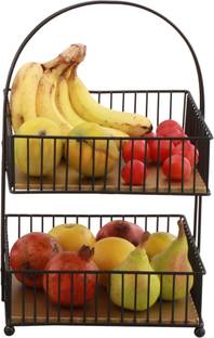 as industries Iron Metal 2 Tier Sq Fruit & Vegetable Basket for Dinning, Iron Fruit & Vegetable Storage Basket