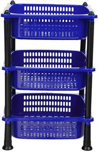 ADA Popular 3 Layer Plastic Portable Modern Plastic Fruit & Vegetable Basket Plastic Kitchen Trolley