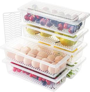 VATUKDY Plastic 6 PCS KITCHEN FOOD FRUIT VEGETABLE MASALA STACKABLE CONTAINERS BOX Storage Basket