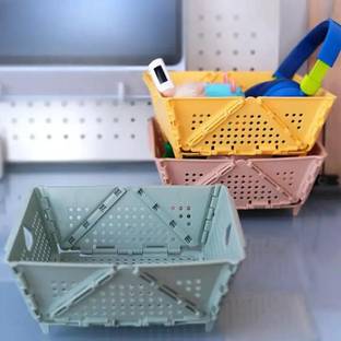 JANCOM Plastic Pastel Crates Storage Basket