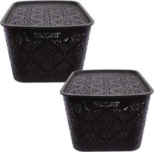 Cutting EDGE Plastic Turkish Baskets Large with Lid For Fruit, Vegetable,Bathroom, Stationary Storage Basket