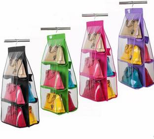 Cpixen 6 Pocket Large Purse Handbag Hanging Storage Organizer Tidy Closet Organizer(Multicolor) Handbag Organizer, Scarf Organizer, Regular Organizer
