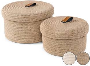 Kirti textile Jute Luxury Cess Jute Storage Basket Duo Storage Basket